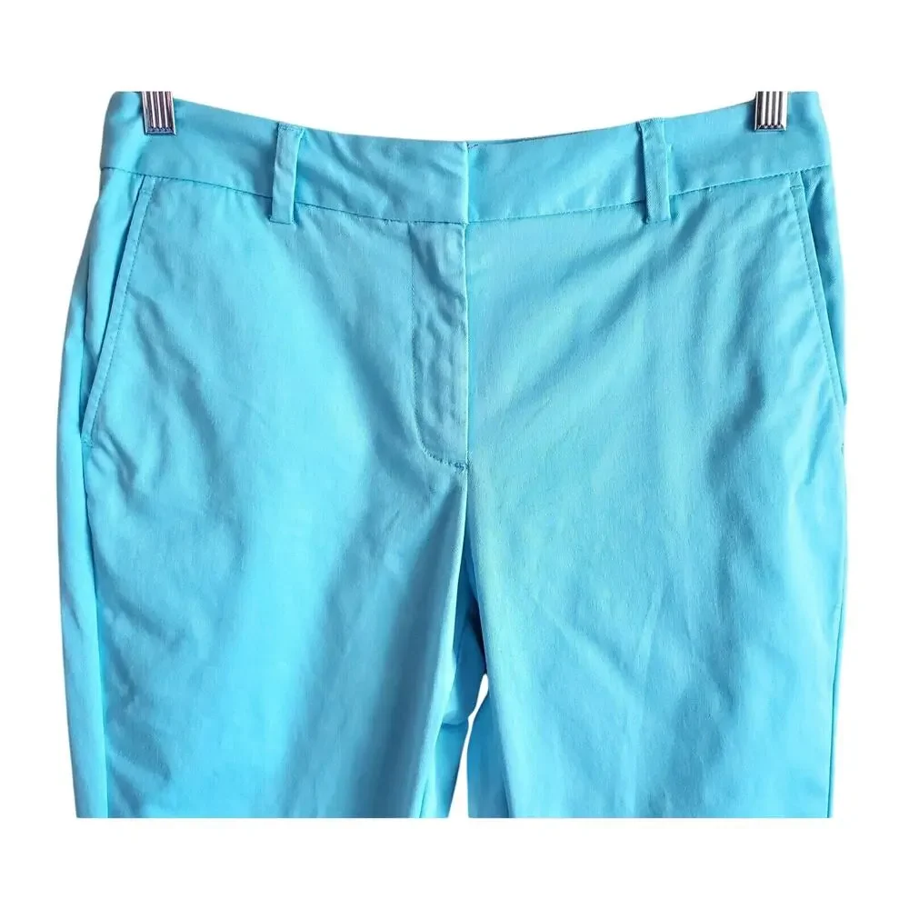 LANDS END Women's 10 Crop Chino Pants Mid Rise Straight Light Blue Waist 30